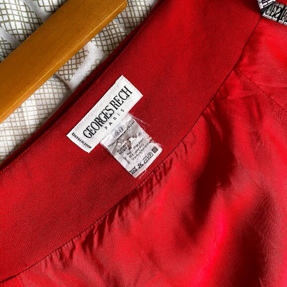 ❄️80s Vintage 100% Virgin Wool Bold Red Mini High-Waisted French Skirt - Picture 4 of 5